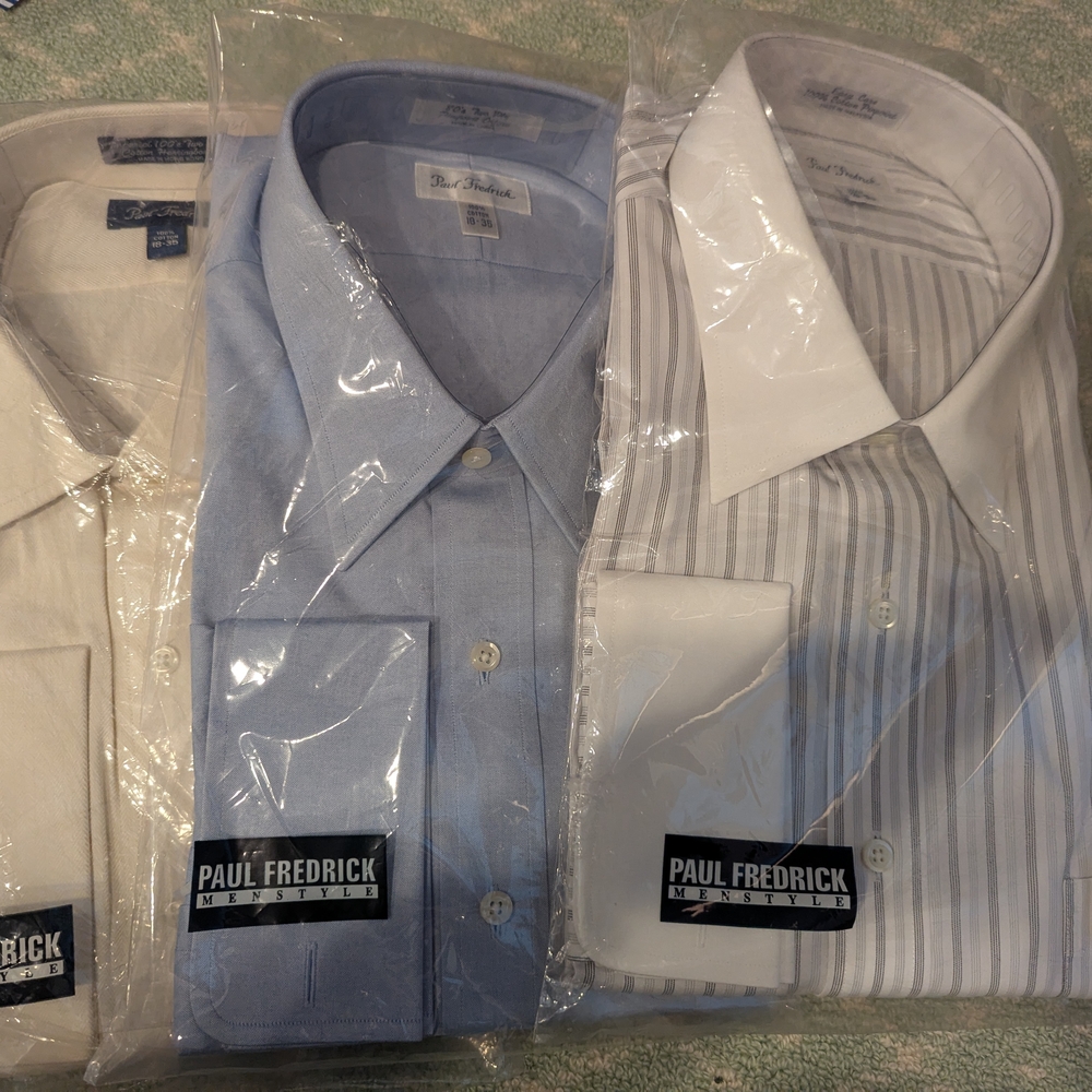 Paul Fredrick Men's Blue and White Shirt Set